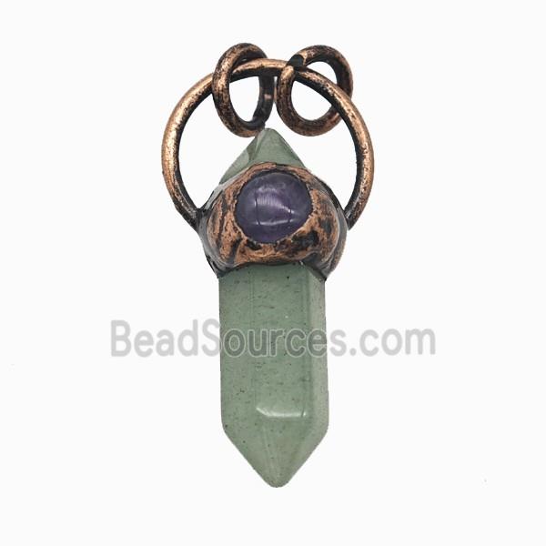 Gemstone Pendant, Red Copper Plated