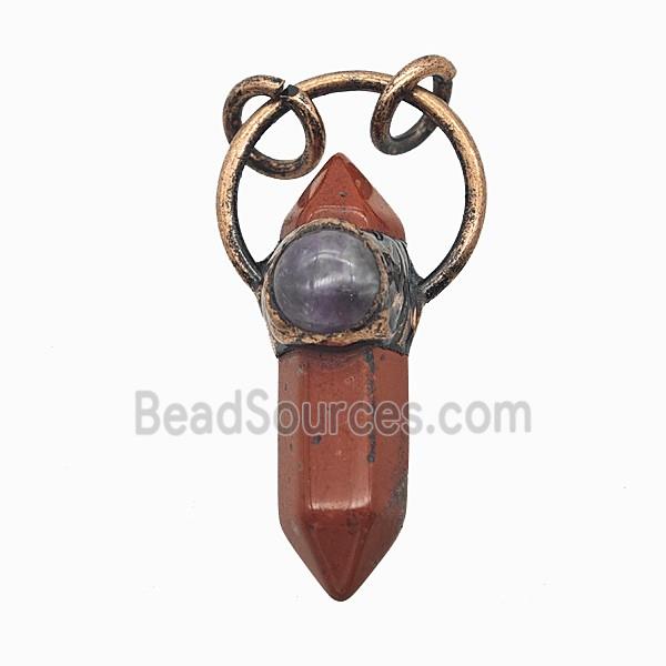 Gemstone Pendant, Red Copper Plated