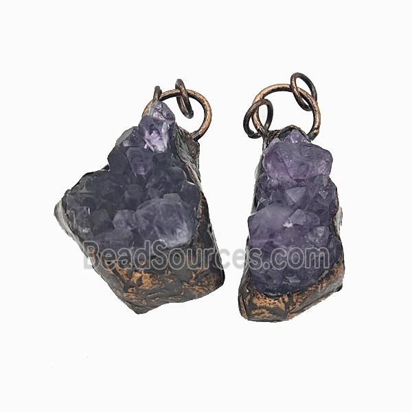 Gemstone Pendant, Red Copper Plated