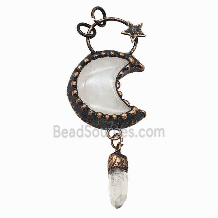 Gemstone Pendant, Red Copper Plated