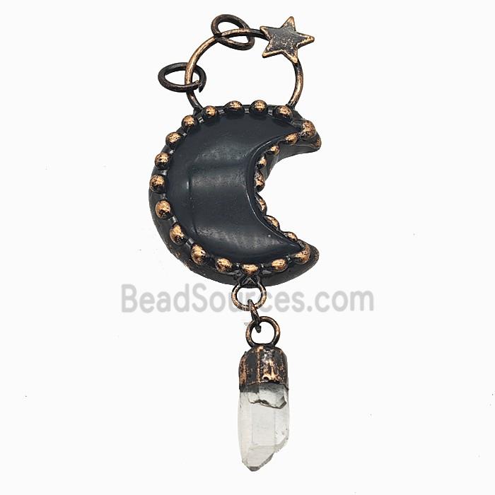 Gemstone Pendant, Red Copper Plated