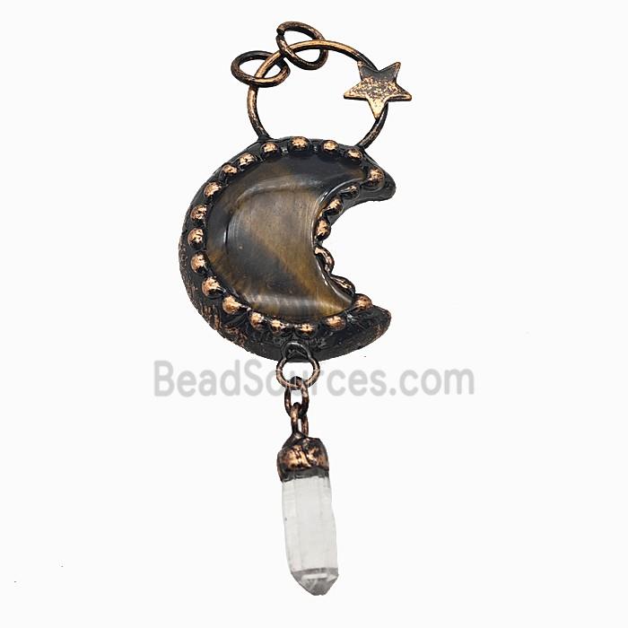 Gemstone Pendant, Red Copper Plated