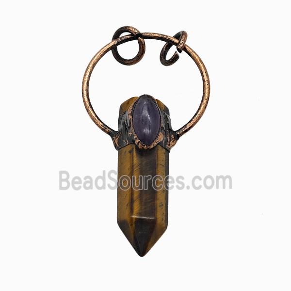 Gemstone Pendant, Red Copper Plated