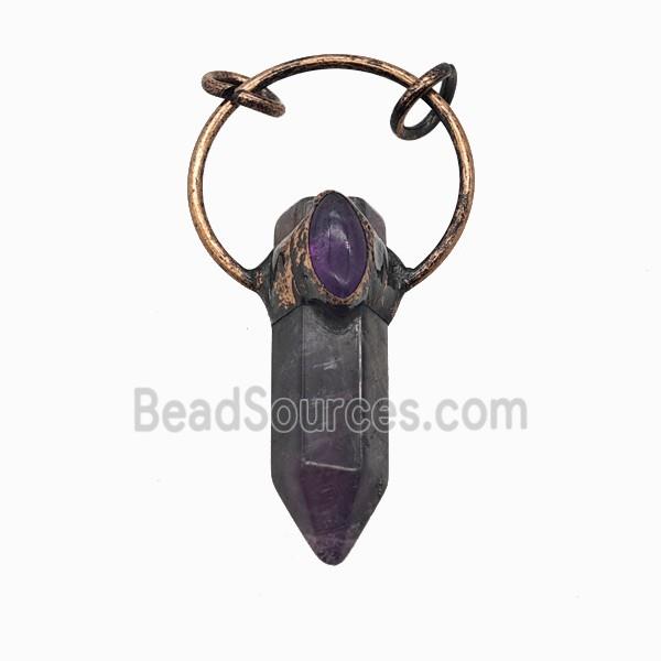 Gemstone Pendant, Red Copper Plated