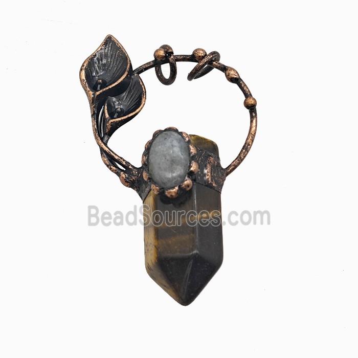 Gemstone Pendant, Red Copper Plated