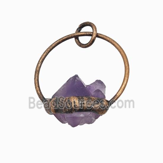 Gemstone Pendant, Red Copper Plated