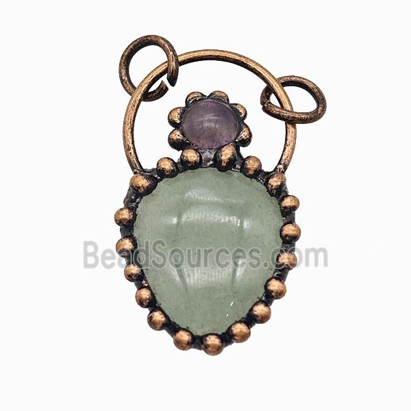 Gemstone Pendant, Red Copper Plated