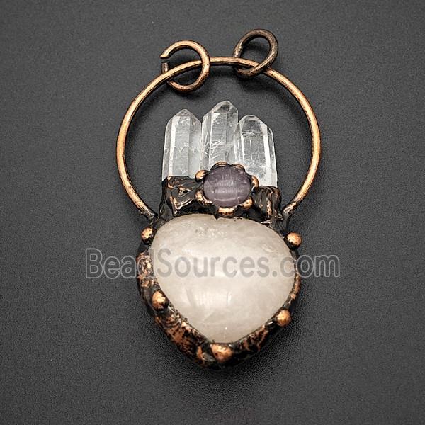 Gemstone Pendant, Red Copper Plated