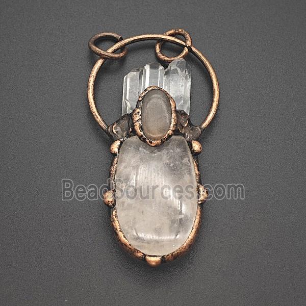 Gemstone Pendant, Red Copper Plated