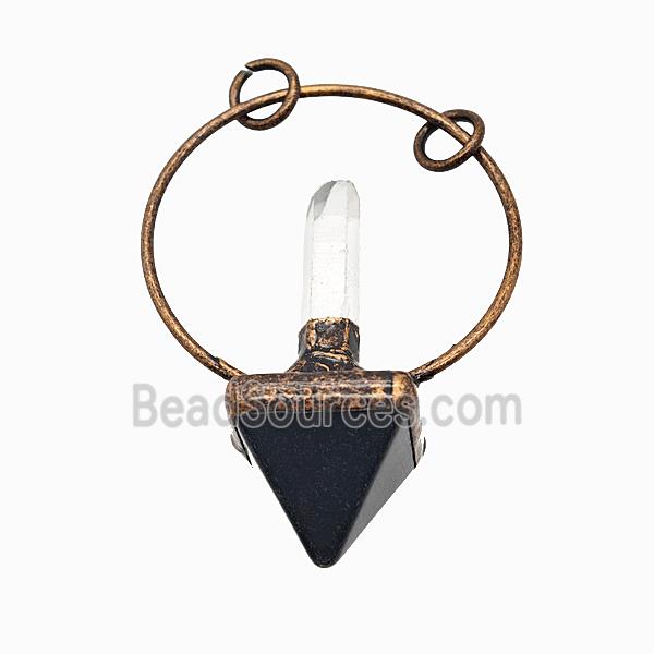 Gemstone Pendant, Red Copper Plated