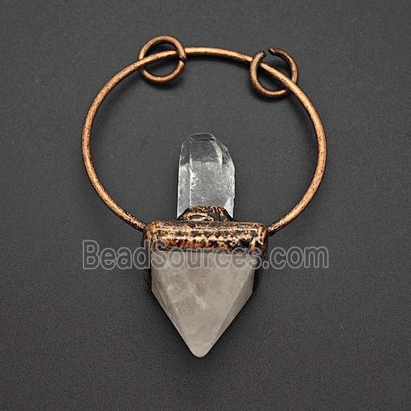 Gemstone Pendant, Red Copper Plated