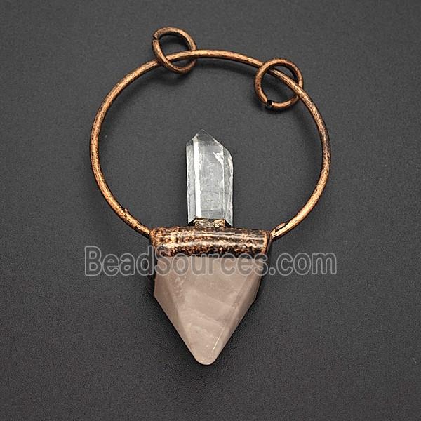 Gemstone Pendant, Red Copper Plated