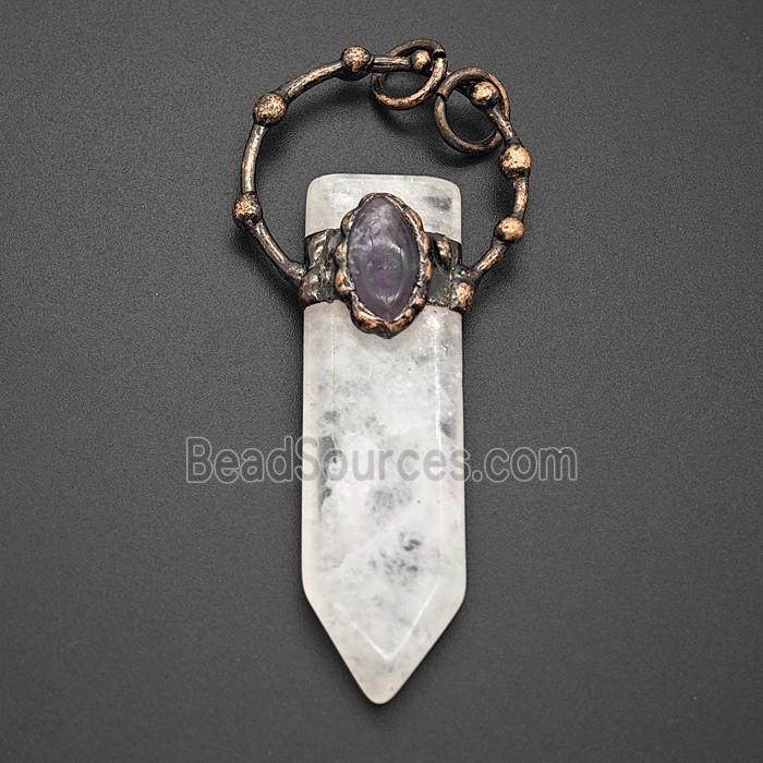 Gemstone Pendant, Red Copper Plated