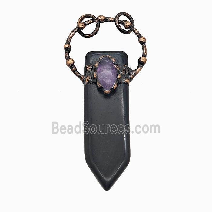 Gemstone Pendant, Red Copper Plated