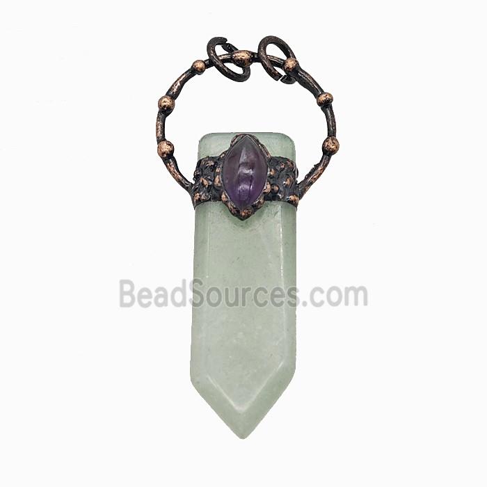 Gemstone Pendant, Red Copper Plated