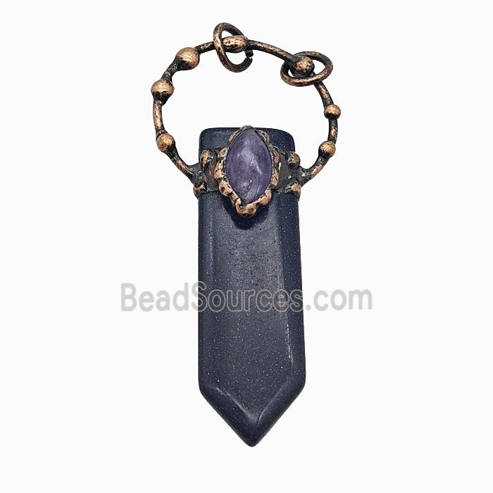 Gemstone Pendant, Red Copper Plated