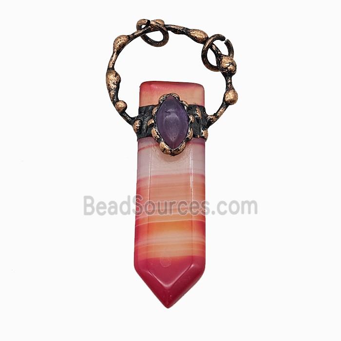 Gemstone Pendant, Red Copper Plated
