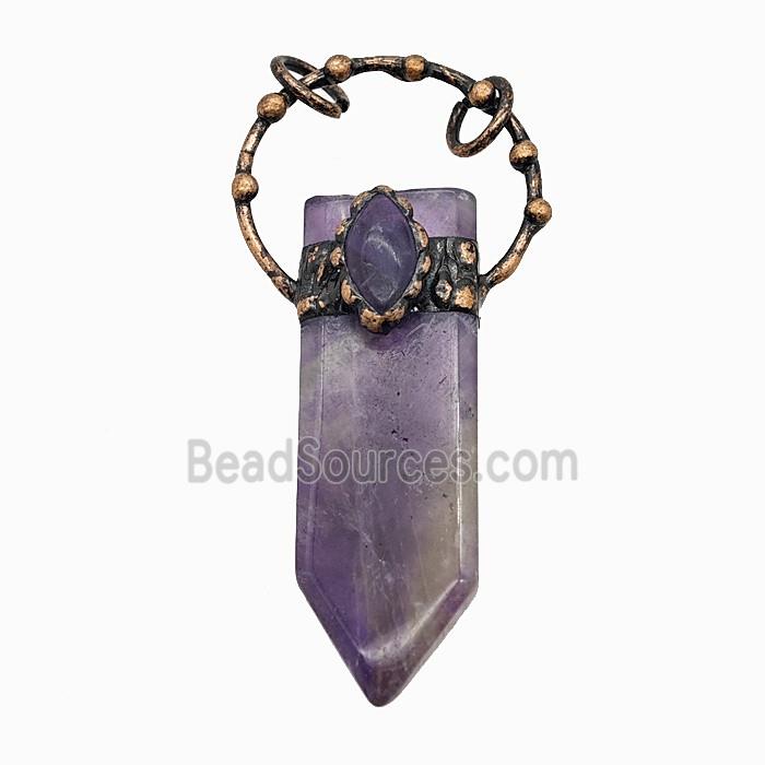 Gemstone Pendant, Red Copper Plated