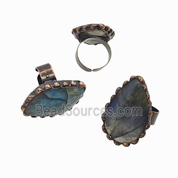 Gemstone Pendant, Red Copper Plated