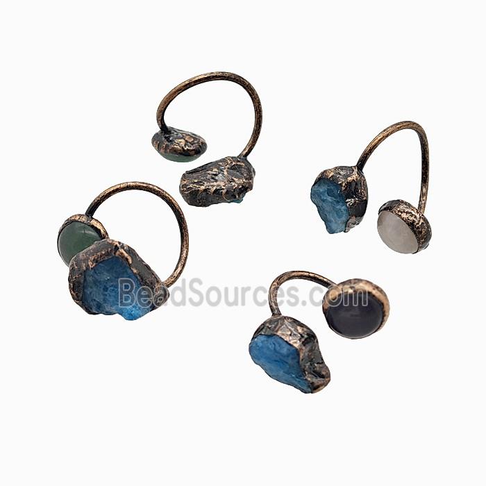 Gemstone Pendant, Red Copper Plated