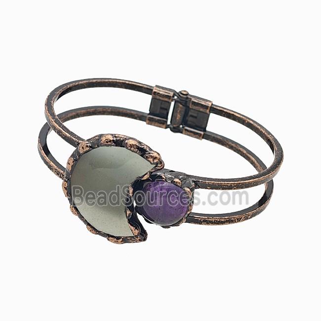 Gemstone Bracelet, Red copper Plated