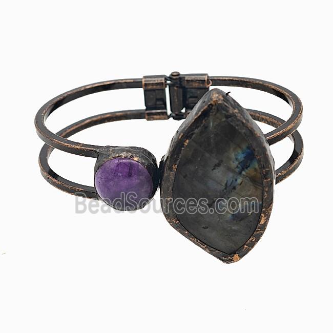 Gemstone Bracelet, Red copper Plated