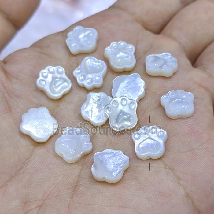 White MOP Shell Paws Beads