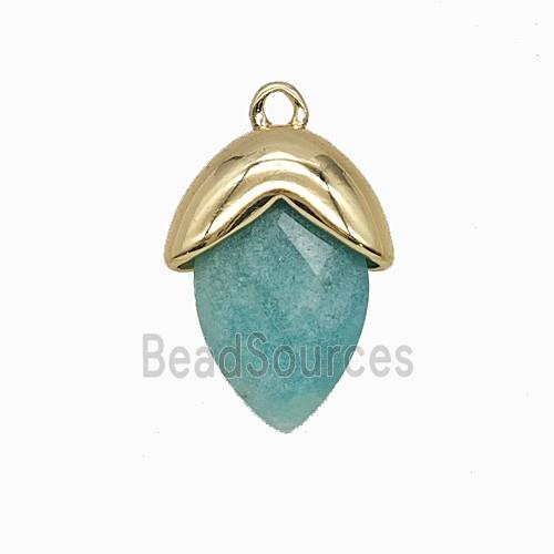 Green Amazonite Oval Pendant Copper Gold Plated