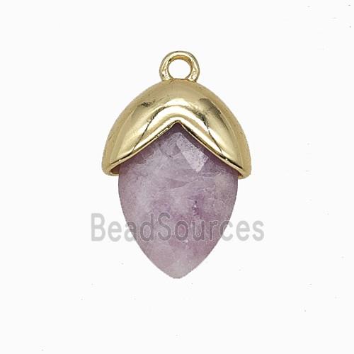 Lavender Kunzite Oval Pendant Copper Gold Plated
