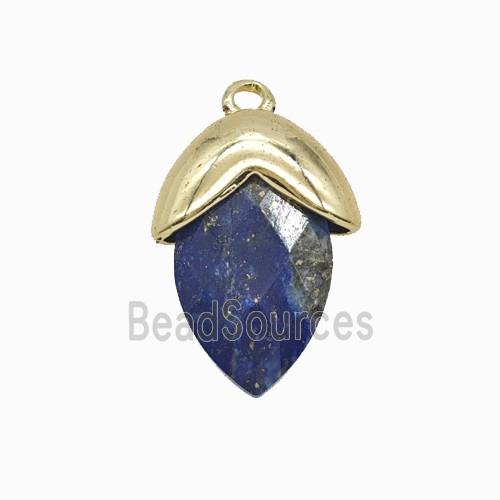 Blue Lapis Lazuli Oval Pendant Copper Gold Plated