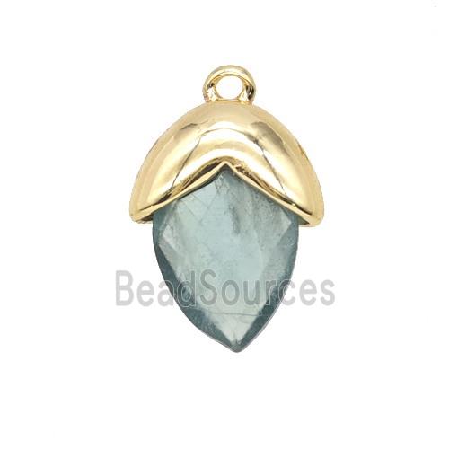 Green Fluorite Oval Pendant Copper Gold Plated