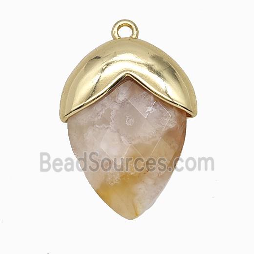 Sakura Agate Oval Pendant Copper Gold Plated
