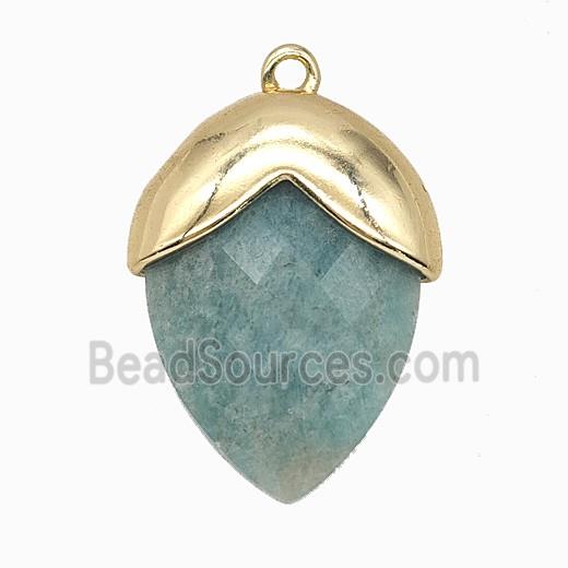Green Amazonite Oval Pendant Copper Gold Plated