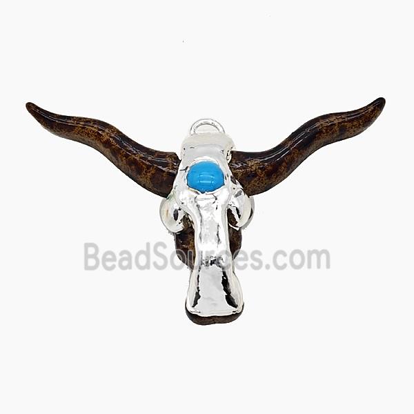 Resin Bull-head Pendant Shiny Silver