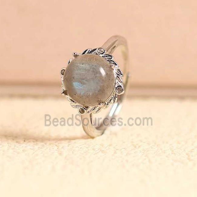 Labradorite Copper Rings Platinum Plated