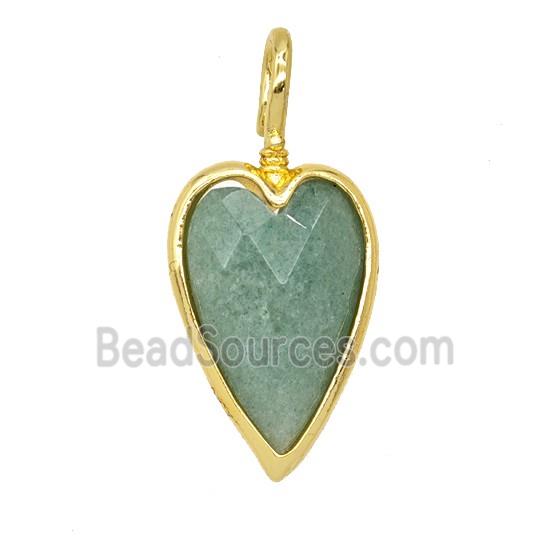 Natural Green Aventurine Heart Pendant Gold Plated