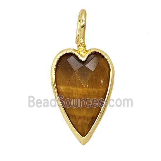 Natural Tiger Eye Stone Heart Pendant Gold Plated