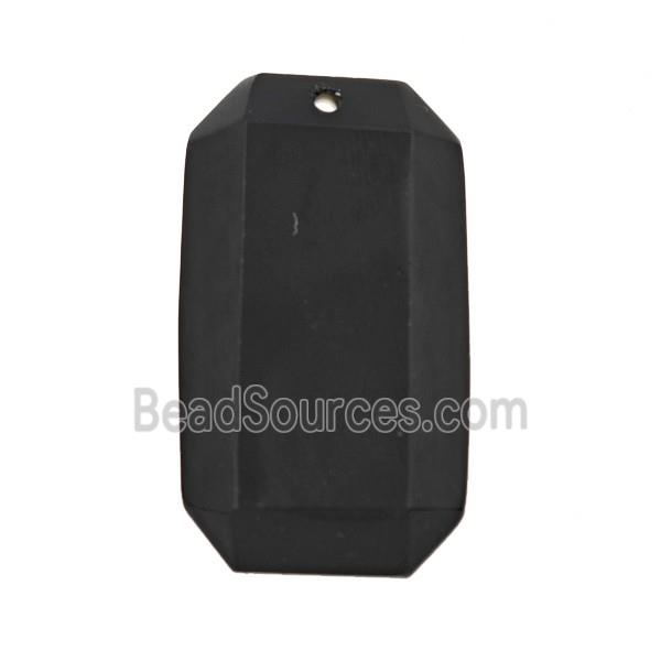 Natural Black Obsidian Rectangle Pendant Faceted
