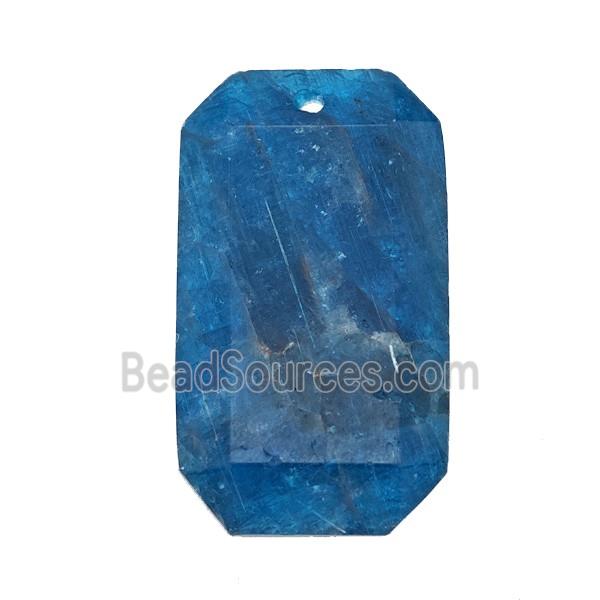 Natural Blue Apatite Rectangle Pendant Faceted