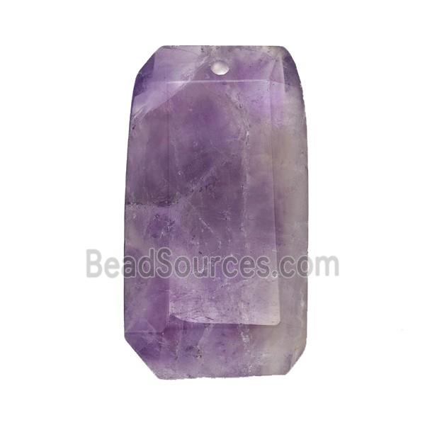 Natural Purple Amethyst Rectangle Pendant Faceted