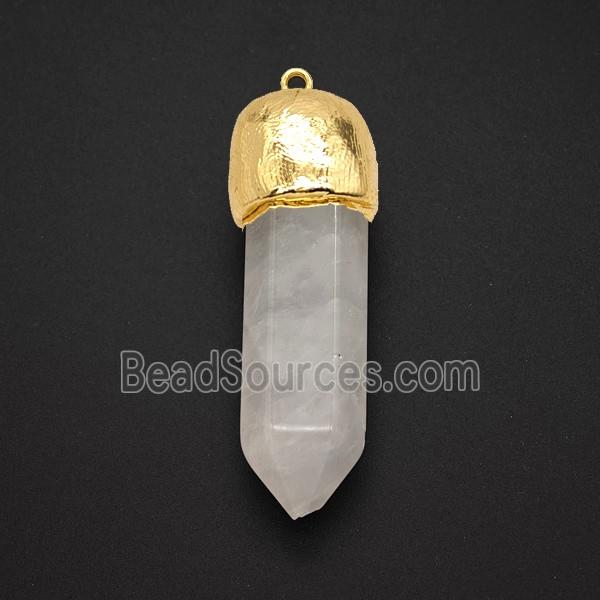 Clear Quartz Prism Pendant Gold Plated