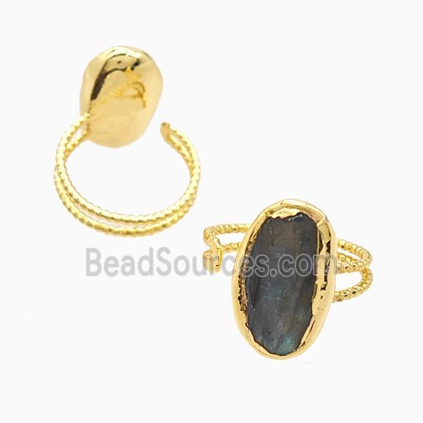 Labradorite Rings Copper Gold Plated