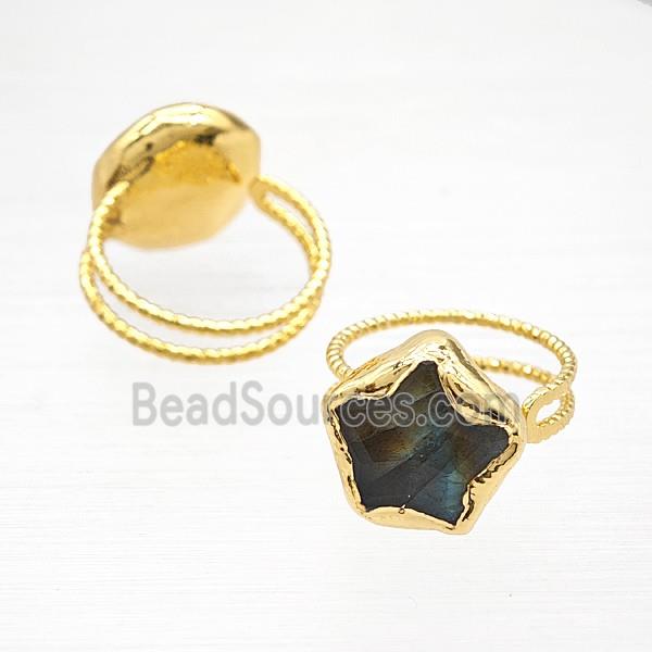 Labradorite Star Rings Copper Gold Plated