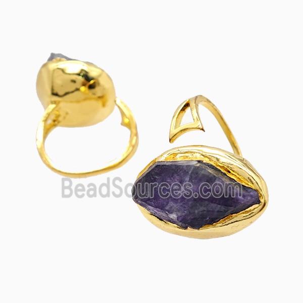 Amethyst Copper Rings Gold Plated