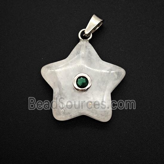 Clear Quartz Star Pendant Pave Zirconia