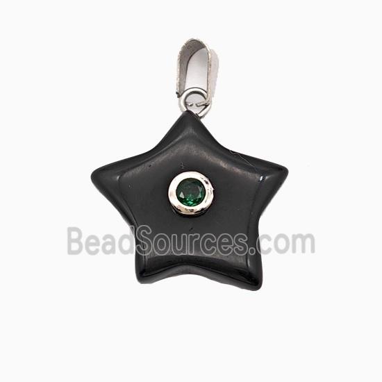 Black Obsidian Star Pendant Pave Zirconia