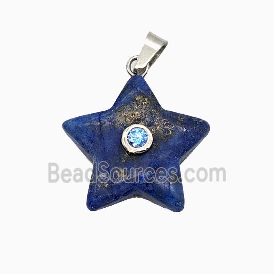 Blue Lapis Lazuli Star Pendant Pave Zirconia