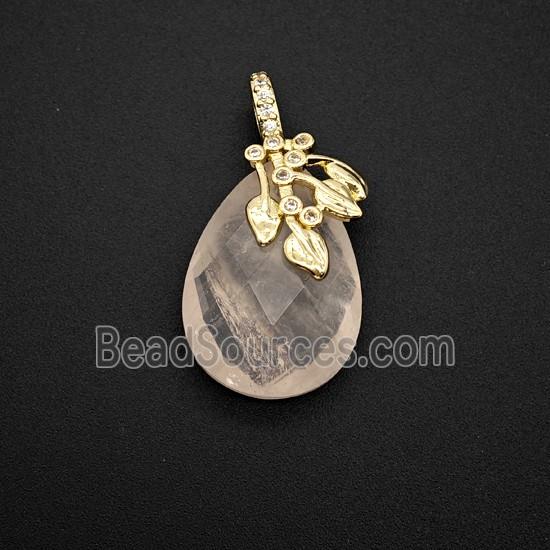 Pink Rose Quartz Teardrop Pendant