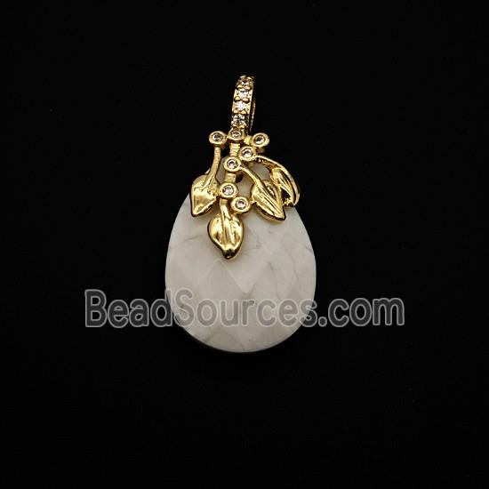White Howlite Turquoise Teardrop Pendant
