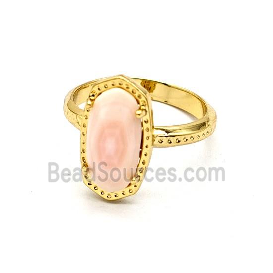 Pink Queen Shell Copper Rings Gold Plated